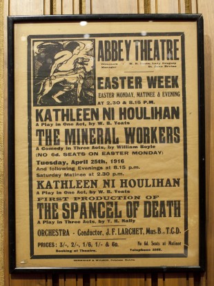 A poster from the performances that weres scheduled to take place at the Abbey Theatre on the day of the 1916 rising