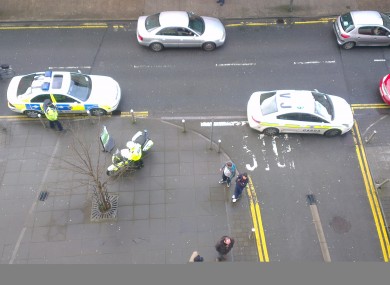 A reader's photo shows Gardaà blocking access to Hill Grove Lane while the suspicious device was removed.
