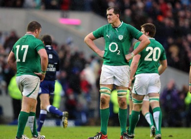 Ireland's Devin Toner dejected after the game.