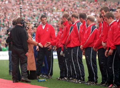 Mary McAleese shakes hands with the English players.