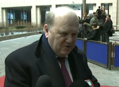 Michael Noonan speaking to reporters in Brussels this morning