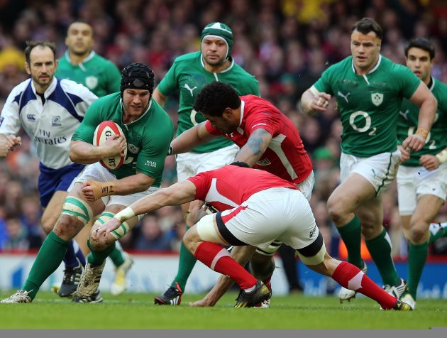 Sean O'Brien tackled by Sam Warburton 2/2/2013