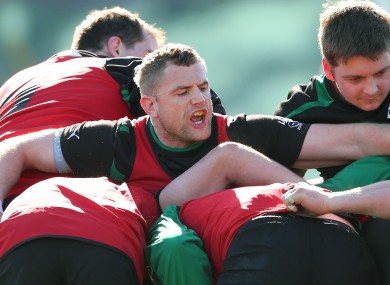 Jamie Heaslip in a training ground maul.